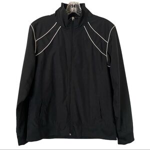 Champion Black Logo Embroidered Lightweight Windbreaker Track Jacket Size L Y2K